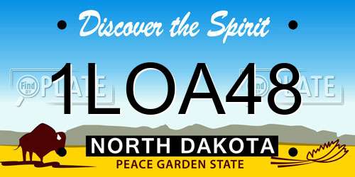 1LOA48 North Dakota License Plate