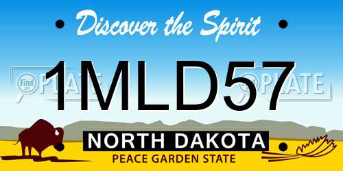 1MLD57 North Dakota License Plate