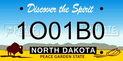 1O01B0 North Dakota License Plate