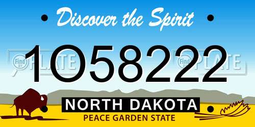 1O58222 North Dakota License Plate