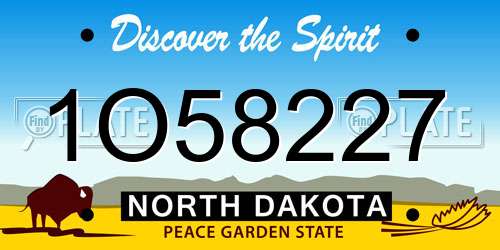 1O58227 North Dakota License Plate