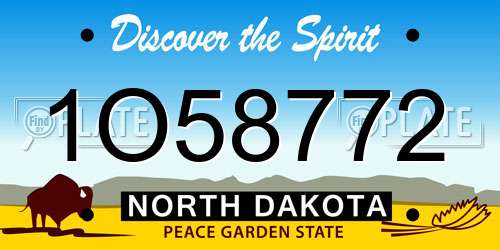 1O58772 North Dakota License Plate
