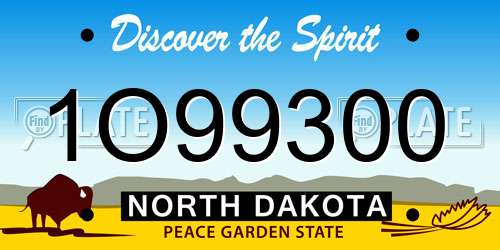 1O99300 North Dakota License Plate