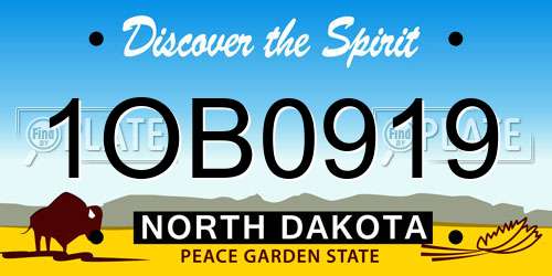 1OB0919 North Dakota License Plate