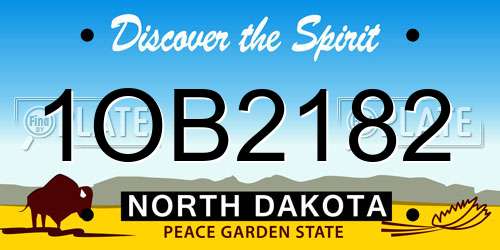 1OB2182 North Dakota License Plate