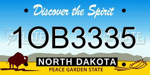1OB3335 North Dakota License Plate