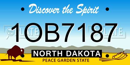 1OB7187 North Dakota License Plate