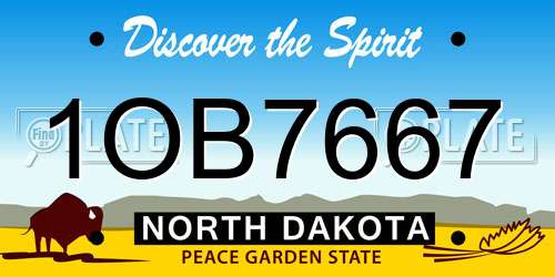 1OB7667 North Dakota License Plate