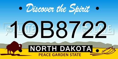 1OB8722 North Dakota License Plate