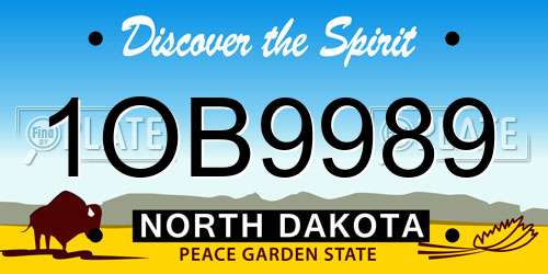 1OB9989 North Dakota License Plate