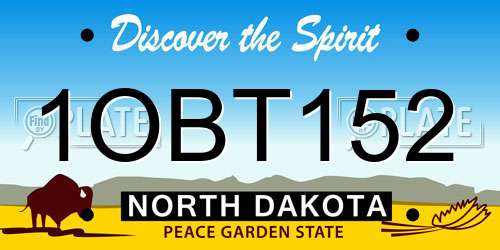 1OBT152 North Dakota License Plate