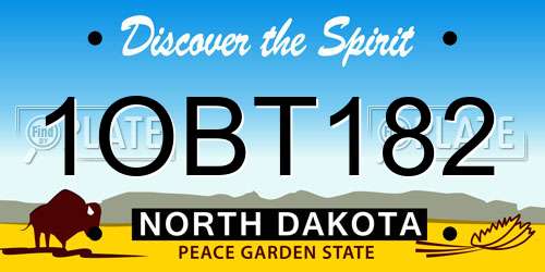 1OBT182 North Dakota License Plate
