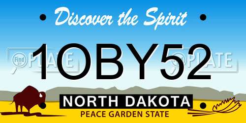1OBY52 North Dakota License Plate