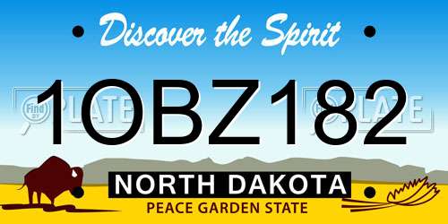 1OBZ182 North Dakota License Plate