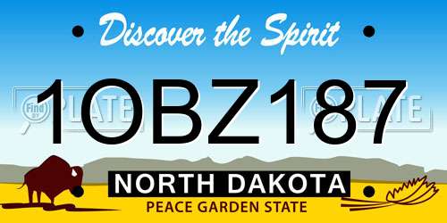 1OBZ187 North Dakota License Plate