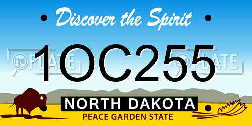 1OC255 North Dakota License Plate