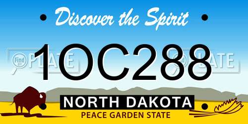 1OC288 North Dakota License Plate
