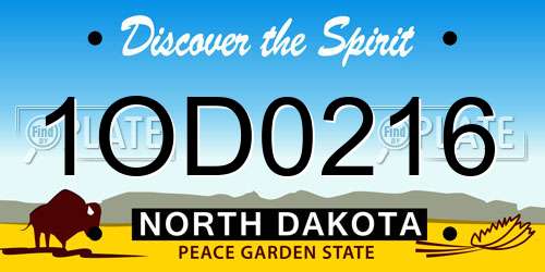 1OD0216 North Dakota License Plate