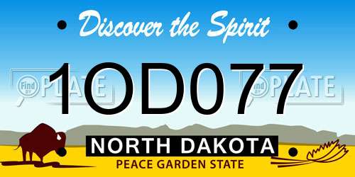 1OD077 North Dakota License Plate