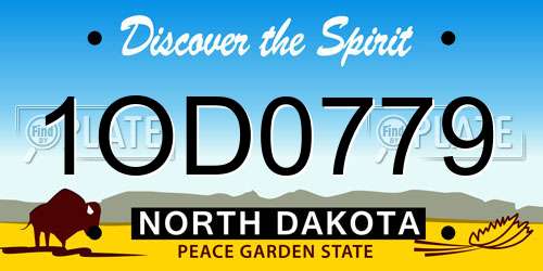 1OD0779 North Dakota License Plate