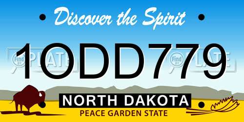 1ODD779 North Dakota License Plate