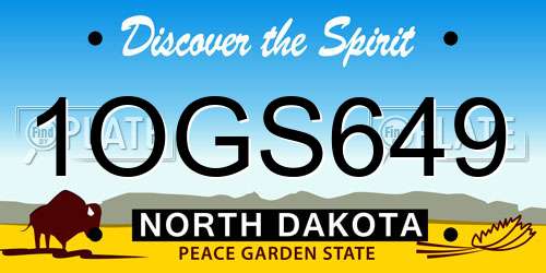 1OGS649 North Dakota License Plate