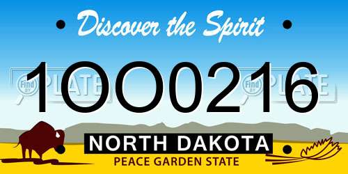 1OO0216 North Dakota License Plate