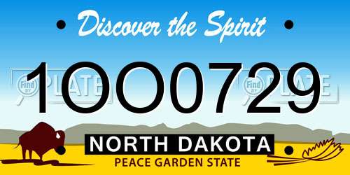1OO0729 North Dakota License Plate