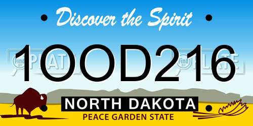 1OOD216 North Dakota License Plate