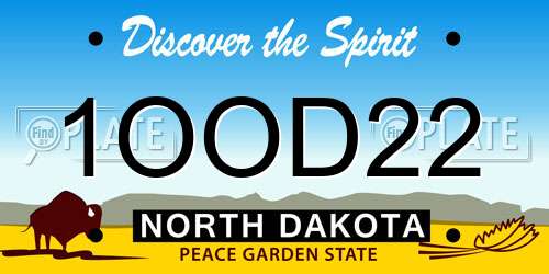 1OOD22 North Dakota License Plate