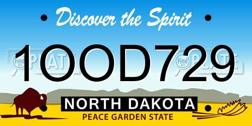 1OOD729 North Dakota License Plate