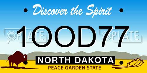 1OOD77 North Dakota License Plate