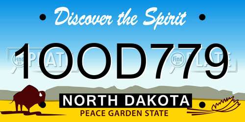1OOD779 North Dakota License Plate