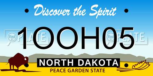 1OOH05 North Dakota License Plate