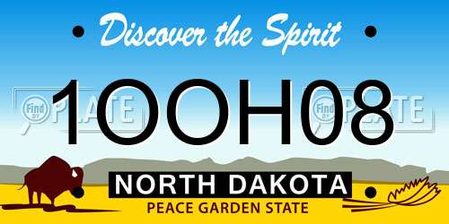 1OOH08 North Dakota License Plate