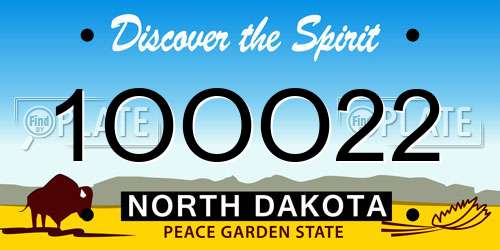 1OOO22 North Dakota License Plate