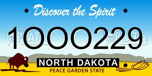 1OOO229 North Dakota License Plate