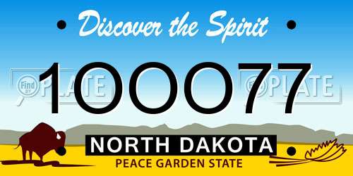 1OOO77 North Dakota License Plate