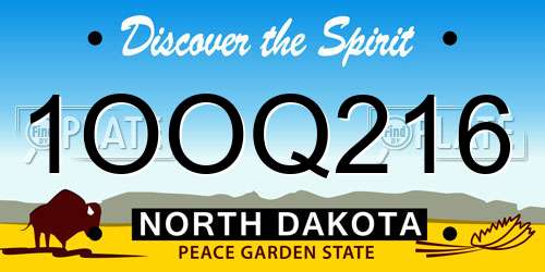 1OOQ216 North Dakota License Plate