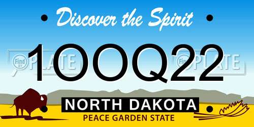 1OOQ22 North Dakota License Plate