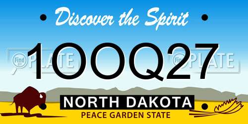 1OOQ27 North Dakota License Plate