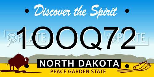 1OOQ72 North Dakota License Plate