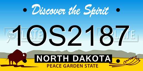 1OS2187 North Dakota License Plate