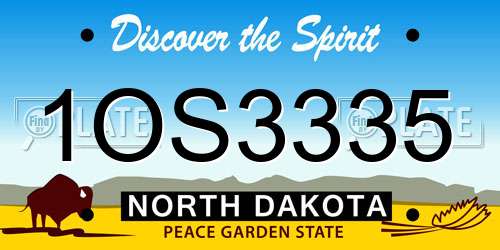 1OS3335 North Dakota License Plate