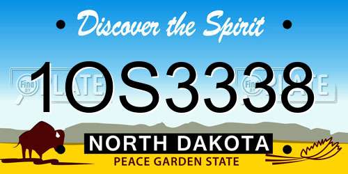 1OS3338 North Dakota License Plate