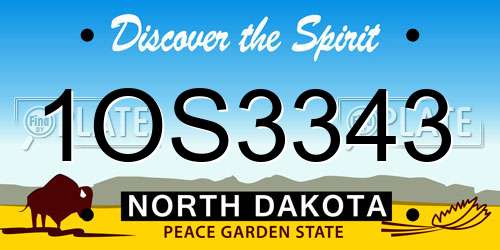 1OS3343 North Dakota License Plate