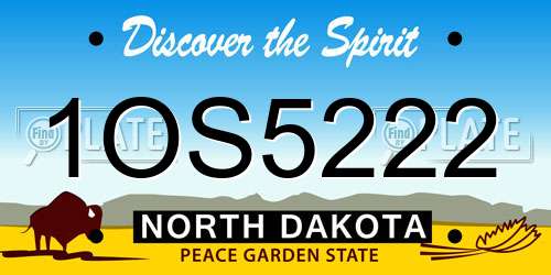 1OS5222 North Dakota License Plate