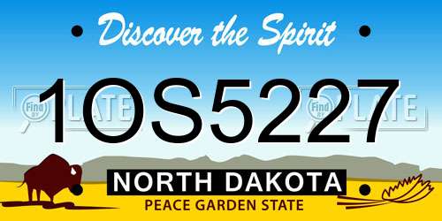 1OS5227 North Dakota License Plate