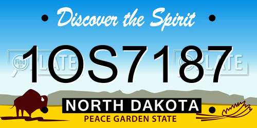1OS7187 North Dakota License Plate