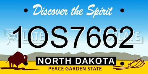 1OS7662 North Dakota License Plate